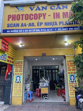 Tiệm Photocopy Văn Cần tại 8A Đường số 2, Phường 15, Quận 11 - Gần đường Lữ Gia
